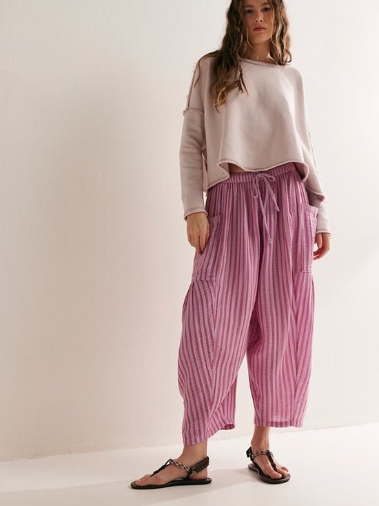 Free People Pants - NWT Free People Quinn Pant in Strawberry Combo Pink Stripe